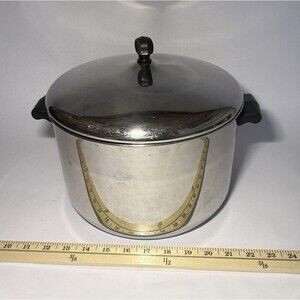 Farberware 8 Qt Stock Pot w Lid Stainless Steel Aluminum Clad USA Vintage